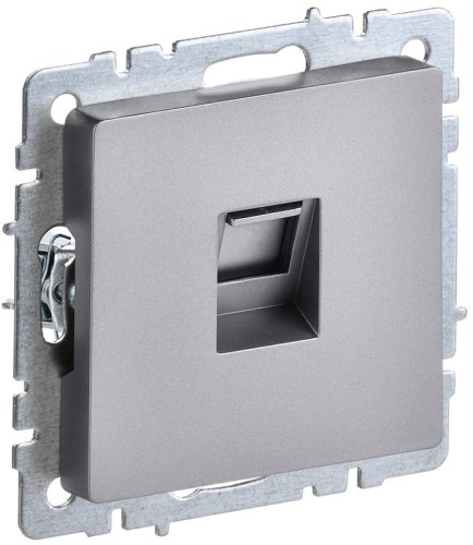 Розетка компьютерная без рамки IEK Brite РК10-БрС 1-м. RJ45 5e сталь картинка